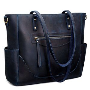Genuine Leather Tote Bag Large Shoulder Purses Work Handbags With :^)